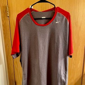 Authentic collection gray and red nike baseball dry fit, XXL